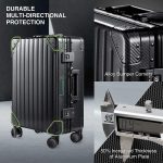 LUGGEX Aluminum Luggage Checked， 24 Inch No Zipper Luggage Metal Suitcase， Classy Carbon Fiber Pattern for Elegant Journey (Metal Suitcases with Wheels) - Image 6